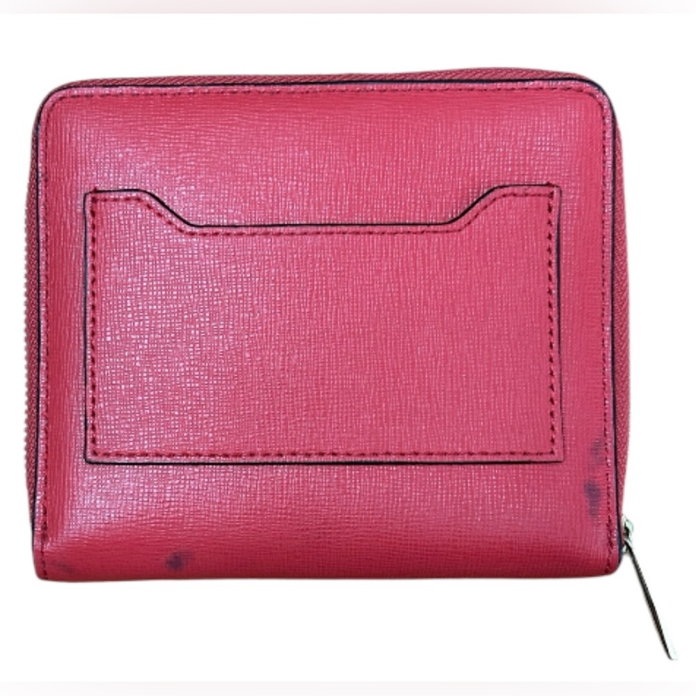 Coach Red/Coral Zip-around Leather Compact Wallet - Picture 2 of 8